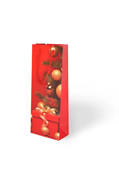 supertrend Χριστουγεννιάτικη τσάντα με τύπωμα πολυτελής χαρτοκομική τσάντα 12x35 - Κόκκινη