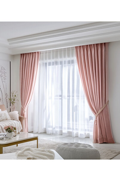 Sendy Home Pale Pink Blackout Curtains, Set of 2, 150x250 cm