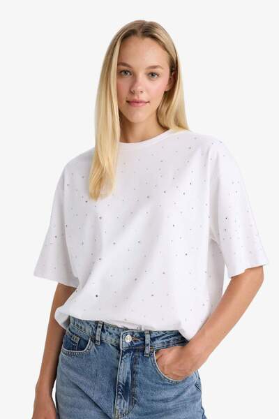 DeFacto Tricou cu mânecă scurtă Coool Overshirt Fit cu gâtul rotund G1344AX25HS