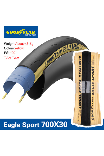 Choice إطار دراجة طريق Goodyear Eagle Sport 700X28C OE 30C-Yellow 700c إطار د...