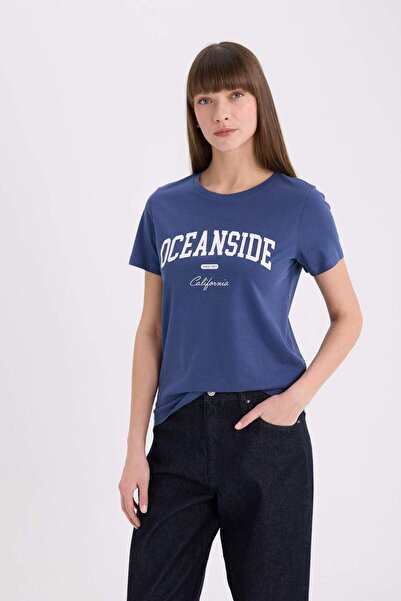 DeFacto Regular Fit Crew Neck Printed Combed Cotton Short Sleeve T-Shirt E0610Ax25Sp