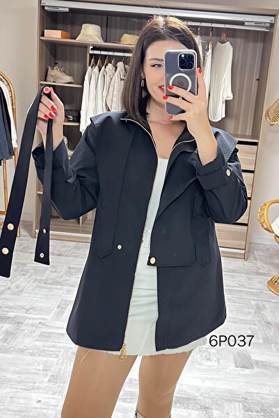 İnce Topuk Prive Seri Çıtçıt Kemerli Kısa Trençkot 6P037