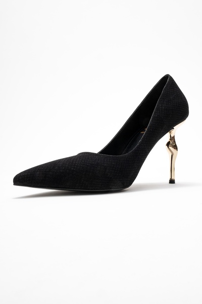 LuviShoes Hudson Black Patterned Women's Heeled Shoes