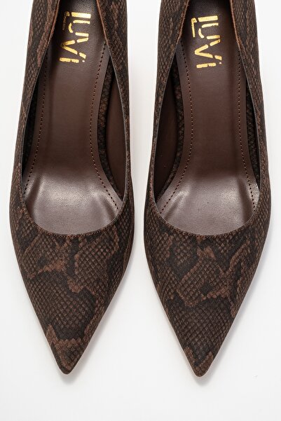 LuviShoes Hudson Brown Patterned Women's Heeled Shoes