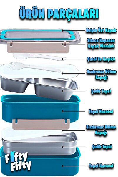 Vagonlife 3 Compartment Steel Storage Container 1600 ml Bl2221-2