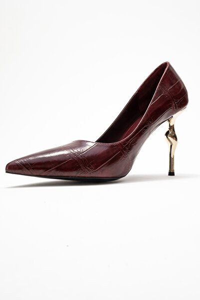 LuviShoes Hudson Burgundy Print Women's Heeled Shoes