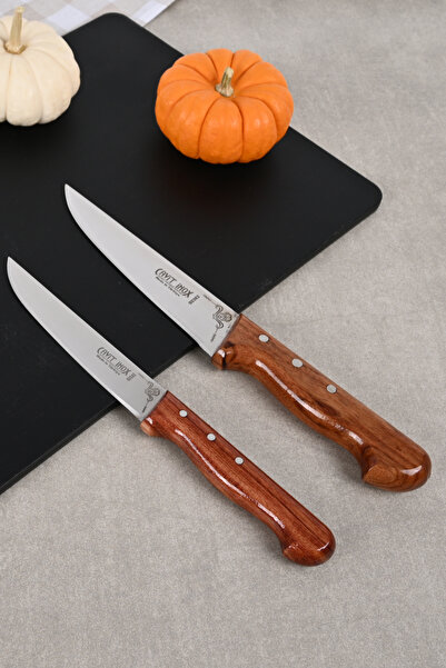 Cavit İnox 2 Parça Mutfak Bıçak Seti Gül Ağacı Kabzeli