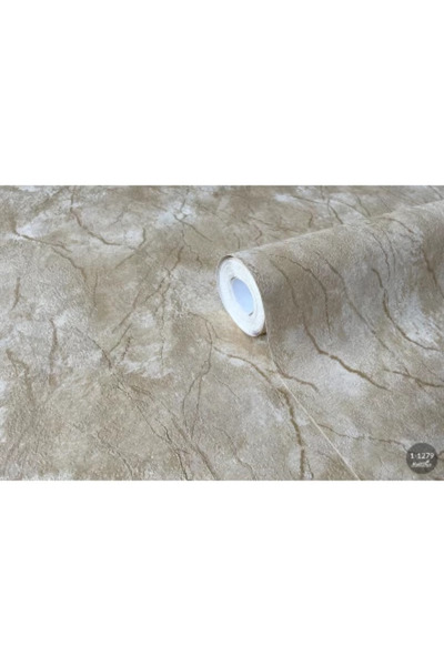 MallDeco Tapet clasic de lux, vinil texturat bej, model Aron