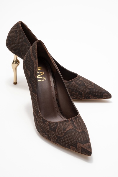 LuviShoes Hudson Brown Patterned Women's Heeled Shoes