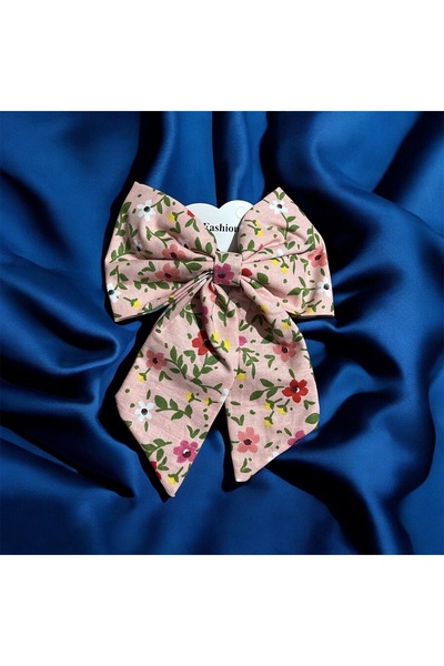 Store Floral patterned fabric automatic bow hair clip