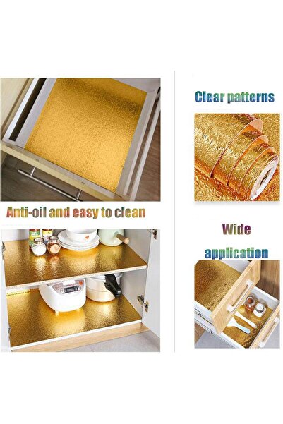 MARKQ Gold Self Adhesive Wallpaper 60x300cm Peel & Stick Contact Paper for Cabinets, Kitchen, Backsplash