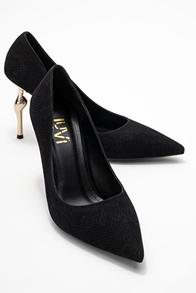 LuviShoes Hudson Black Patterned Women's Heeled Shoes