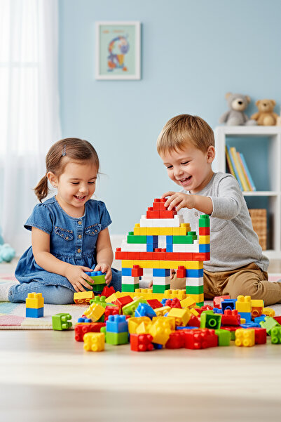 hak-iş oyuncak 286 Piece Educational Color Block Set – with Storage Box
