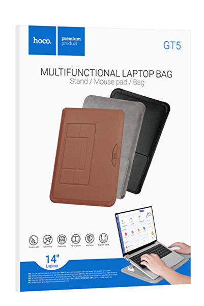 hoco. حقيبة كمبيوتر محمول متعددة الوظائف مقاس 14 بوصة من سلسلة GT5 Delight - رمادي