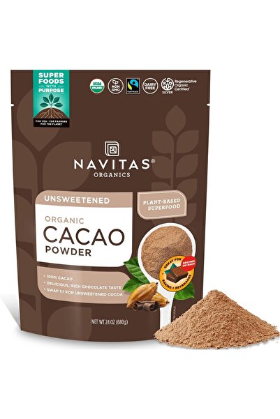 Navitas أورجانيكس، مسحوق الكاكاو العضوي، 24 أونصة (680 جم)