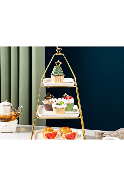 Trendy's Fruit tray, three-tiered, white