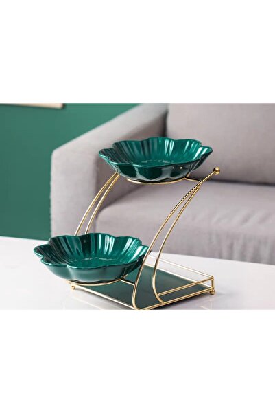Trendy's TRENDY'S fruit tray, two-tiered, green-gold