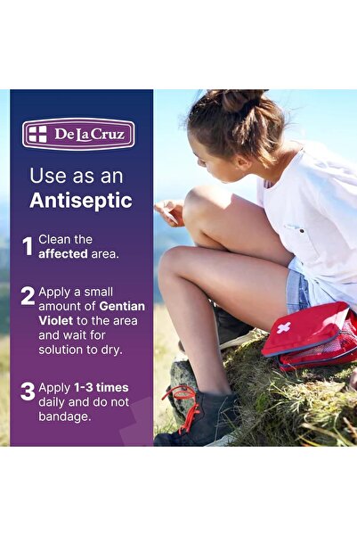 De La Cruz 1% Gentian Violet First Aid Antiseptic Liquid, 1 FL OZ (18 Bottles)