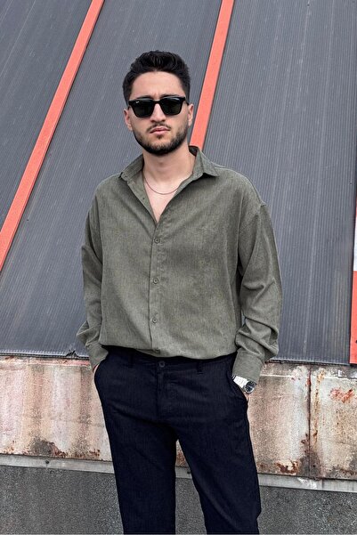 inpool Ανδρικό, με λεπτομέρεια κεντήματος, κανονική εφαρμογή, χειμερινό-ανοιξιάτικο, λεπτό πουκάμισο βελούδο κοτλέ G16