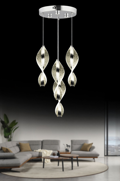 ORM Mars 4'lü Gümüş Led 3 Renk Modern Ledli Avize