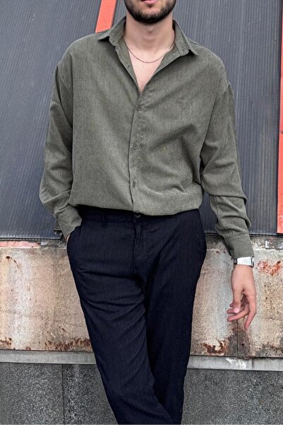 inpool Ανδρικό, με λεπτομέρεια κεντήματος, κανονική εφαρμογή, χειμερινό-ανοιξιάτικο, λεπτό πουκάμισο βελούδο κοτλέ G16