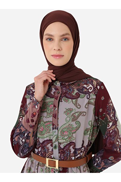 Refka Φόρεμα με μοτίβο σάλι με πέτο πουκάμισο με πατλέντα στο μπροστινό μέρος - Ροζ -