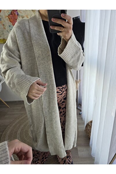 Butik QUSTYLE - HIRKA - ÖNÜ AÇIK ŞAL YAKA - AÇIK BEJ - TH2310006