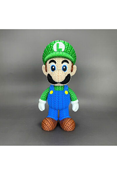 Fud3D لويجي بمظهر محبوك، رأس متحرك بطول 23 سم، سلسلة سوبر ماريو