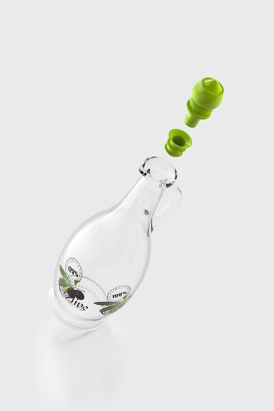 Renga Kibele Pattern 750 ml Glass Oil Dispenser with Green Lid 152044