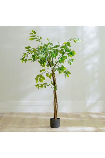 Danube Home Ficus Plant - 120 CM Artificial Green Plant in Plastic Pot - Ideal for Outdoor Decor