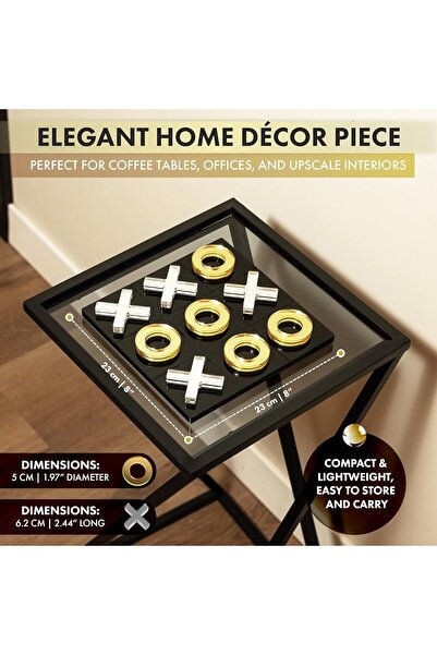 Slasa Modern Acrylic Tic Tac Toe Game Set by SLASA, 23 x 23 cm - Crystal Clear Acrylic, Elegant Home Decor