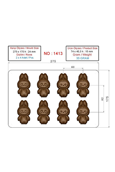 MFS 1413 - Labubu Polikarbonat Çikolata Kalıbı 35g