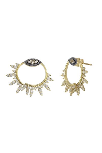 neslyaccessories 14K Gold Zarif Tasarım Parıltılı Halka Küpe