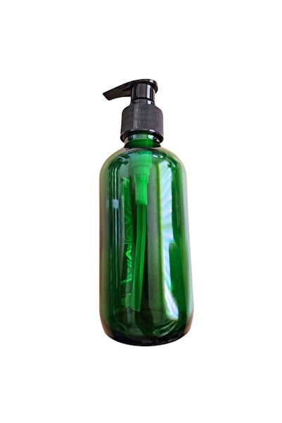 DROPY Transparent Glass Bottle, Black Dispenser Pump, DROPY® 500 ml, Green