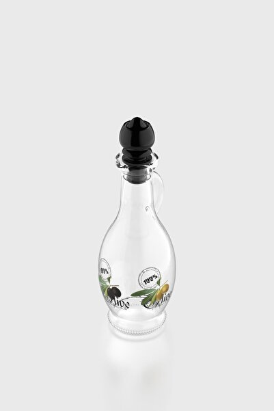 Renga Kibele Patterned 250 ml Glass Oil Bottle with Black Lid 152043
