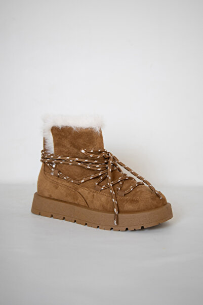 stato 219851141-11 Women's Soft Comfortable Fur Boots - Textile Suede Winter Tan Boots