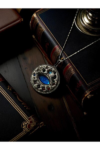 Vigens Mulier 925 Ayar Opal Taşlı Gökyüzü Figürlü Madalyon Kolye Terra