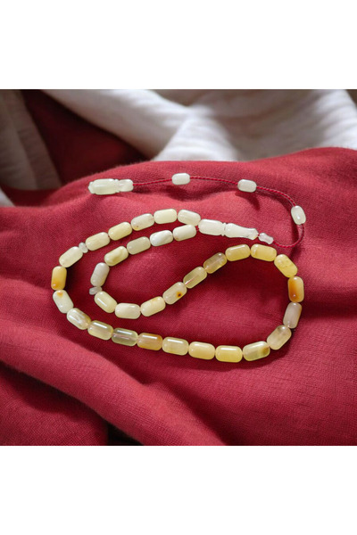 İnan Tesbih Usta İşi Kapsül Kesim Fosilli Damla Kehribar Tesbih