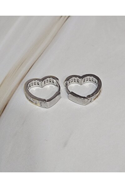 XUPING JEWELRY 2’li Kararmayan Çelik Küpe Seti – Altın Renk, Kalp & Halka Taşlı