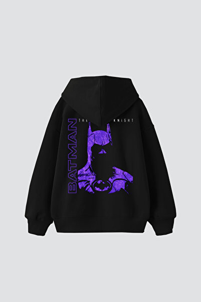 Sekizbiraltı Bat Bat Printed Oversize Unisex Black Hoodie