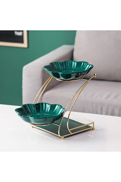 Trendy's TRENDY'S fruit tray, two-tiered, green-gold