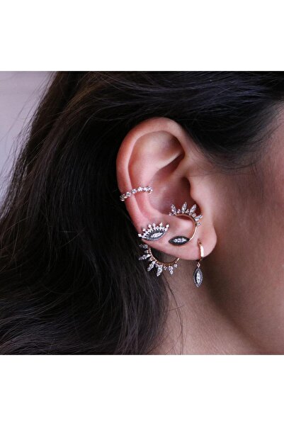 neslyaccessories 14K Gold Zarif Tasarım Parıltılı Halka Küpe