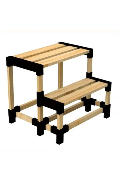 Home Scară din lemn cu 2 niveluri, susține până la 180 kg
