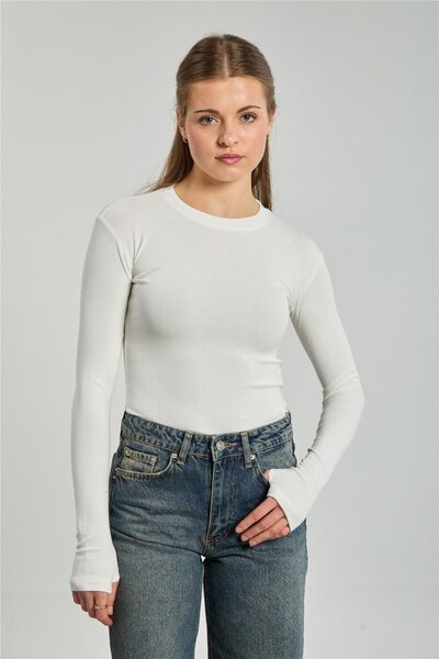 BARRELS AND OIL Women's Fingerless Long Sleeve Bodysuit - Ecru