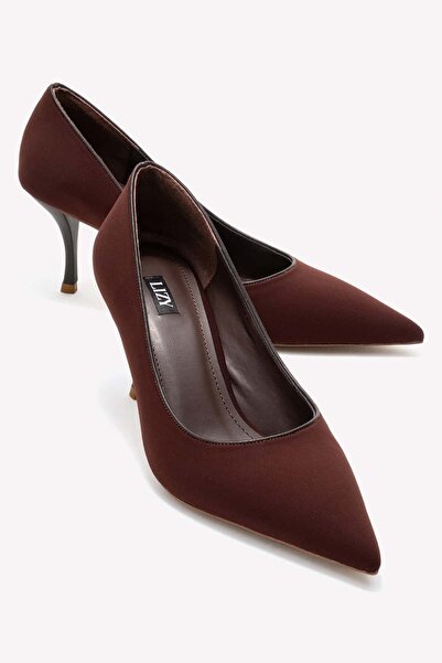 Lizy Shoes Stiletto de damă cu model uni din satin maro