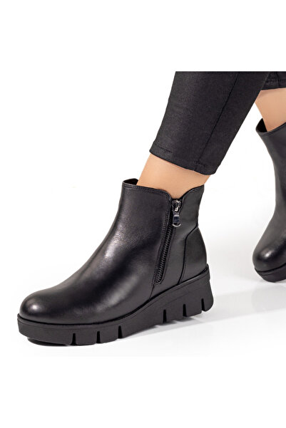 Modlet.ro Women's black leather boots with zipper MOD09870