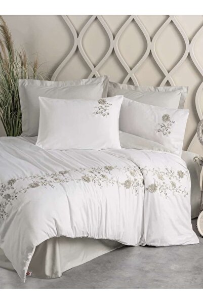 Cotton Box 3D Nakışlı Saten Çift Kişilik Nevresim Takımı - Çeyizlik Özel Yapı...
