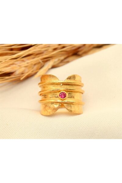 alpsilverart 925 Ayar Gümüş Doğal Yakut Taşlı El İşi Yüzük | Zarif Kadın Takı