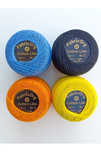fabricorg No:12 Cotton Like Etamin - Cross Stitch 4-Piece Thread Set-6 (6 Gr)
