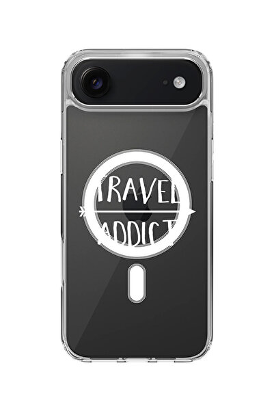 Stylizedd جراب MagSafe كلاسيكي شفاف لهاتف iPhone Air، غطاء شفاف ناعم هجين - Travel Addict